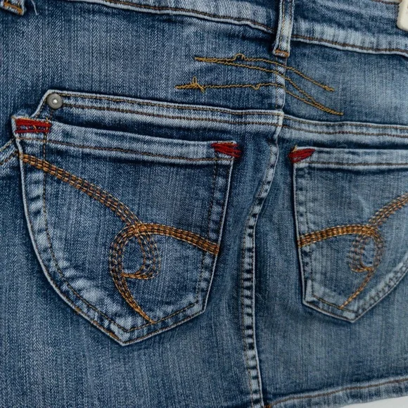 Y2K No Boundaries Stretch Denim‎ Micro Mini Skirt Junior 9 Low Rise Distressed - Picture 7 of 7